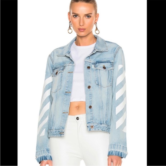 Off-White Jackets Coats Offwhite Denim Stripe Jacket Poshmark